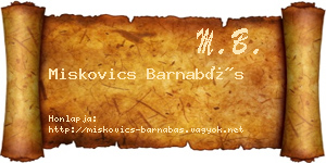 Miskovics Barnabás névjegykártya