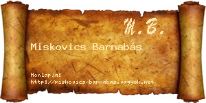 Miskovics Barnabás névjegykártya